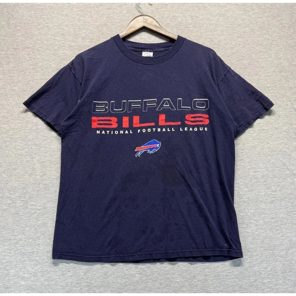 Vintage Buffalo Bills T Shirt Mens Large Navy Blue Delta Football NFL Fan Wear